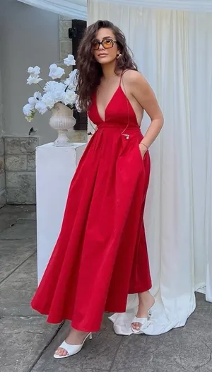 Zara long red maxi dress ZW collection flowy corset elegant evening wedding thumbnail 1