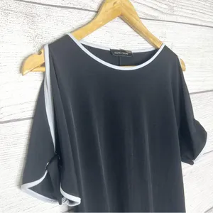 Ivanka Trump Black & White Trim Open Tie Sleeve Blouse Top Size Small thumbnail 8