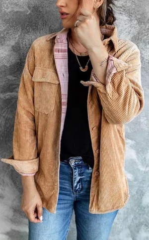 Love Tree Plaid Reversible Corduroy Jacket thumbnail 1