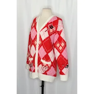 HARLEY QUINN Argyle Cardigan Sweater DC Comics Harlequin Batman Joker Small thumbnail 5