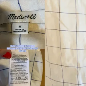 MADEWELL WINDOW PANE PATTERN COTTON WHITE & BLUE BUTTON DOWN TOP (M) thumbnail 8