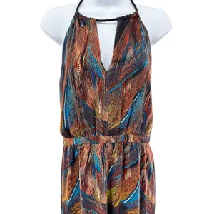 GUESS Jet Black Multi Maxi Dress Size L NWT Halter Neck Backless Boho Glam‎ thumbnail 2