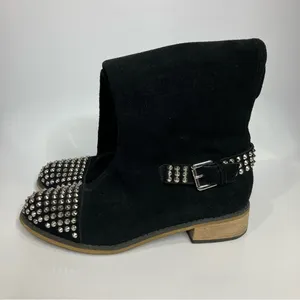 Kelsi Dagger tall black suede boots studded silver women’s size‎ 8 punk goth thumbnail 6