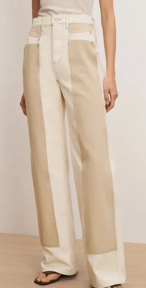 Veronica Beard Taylor Wide Leg Jeans Size 29 Beige High Rise Cotton Denim thumbnail 1