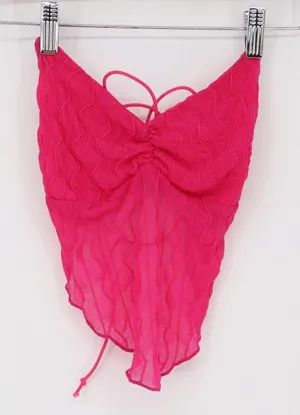 SHEIN Halter Top Women's S Pink Mesh Handkerchief Open Back Excellent thumbnail 1
