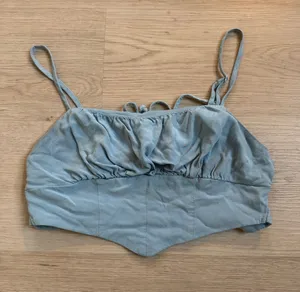 Kendall & Kylie dusty blue corset crop top camisole open tie-back Y2K size XS thumbnail 1