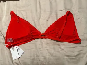 Good American Red Textured Triangle Bikini Top thumbnail 2