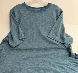 Lands’ End Short Sleeve Striped Blue T-Shirt Dress thumbnail 1