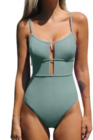 Cupshe Sage Green‎ Cutout One Piece Swimsuit DAA12E4E025PP NWT Small thumbnail 1