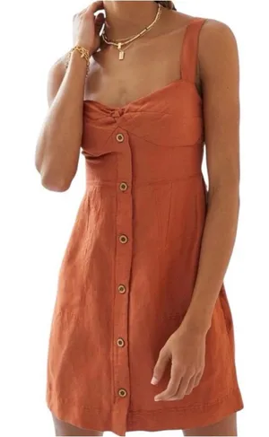Anthropologie Maeve Twist Front Mini Dress in Rust thumbnail 1