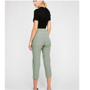 Free People West Side Tie Capri Pants Size 0 Green Gingham Retro Pinup Vintage thumbnail 14
