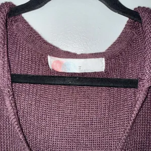 Free People Beach Claudia Midi Sweater Dress Plum Hooded V-Neck Side Slit Knit thumbnail 5