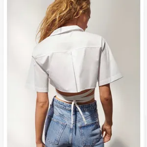 Zara White Wrap Crop Top thumbnail 3