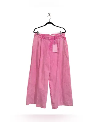 NWT AVEC LES FILLES High Waist Wide Leg Jeans Bubble Gum Pink pleated SZ-31 thumbnail 3