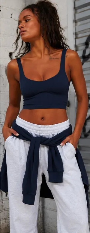 Free People Intimately Meg Seamless Crop Top Navy XS/S NWT Sold Out Online thumbnail 1
