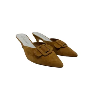 Matisse Layover Suede Buckle Kitten Heel Mule Pumps Cognac Brown Size 7.5 thumbnail 6