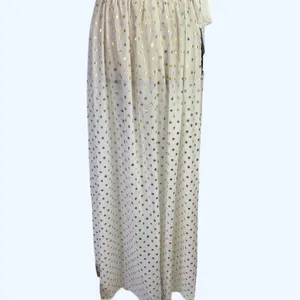 Lulus White Gold Polka Dot Cover Up Maxi Skirt Size S NWT thumbnail 3