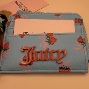 Juicy Couture Sweet Strawberry Zip‎ Card Case Wristlet Blue 13JCE3BMX-SPB NEW thumbnail 4