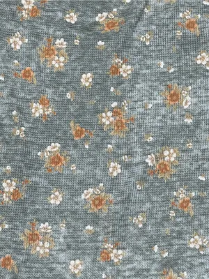 American Eagle Grayish Green Floral Waffle Knit Button-Front Baby Tee, Size M thumbnail 7