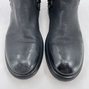 A.S.98 Studded Black Leather Boots Tall Chelsea Fall Boho Edgy Biker Fit Size 37 thumbnail 11
