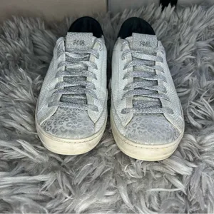 P448 John leopard print lace up distressed sneakers women’s shoe size 7 thumbnail 4