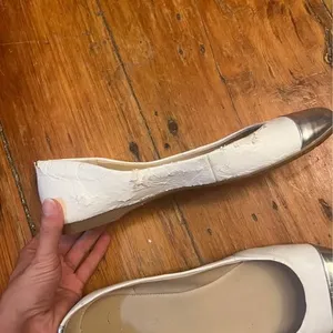 Nine West NWFAUNCE white metallic toe ballet flats size 8M thumbnail 5