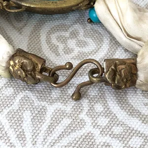 GYPSY Bohemian Turquoise /Brass/Silk Bracelet thumbnail 3