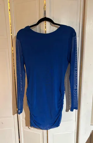 Royal Blue Long Sleeve Backless Mini Dress thumbnail 1