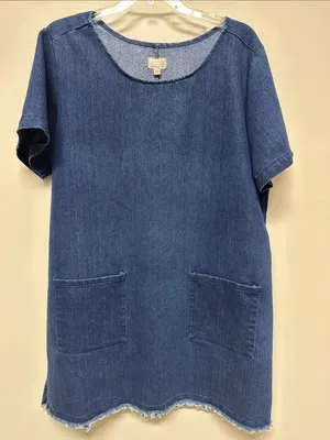NWOT Urban Renewal Denim Short Sleeve Tunic Dress with Front Pockets SIZE S thumbnail 1