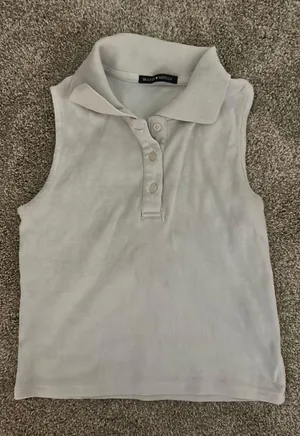 Brandy Melville White Collared Tank Top thumbnail 1