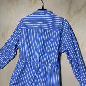 Steve Madden Shirt Dress Womens Medium Blue Stripe Tie Front Button Up NWT $79 thumbnail 9
