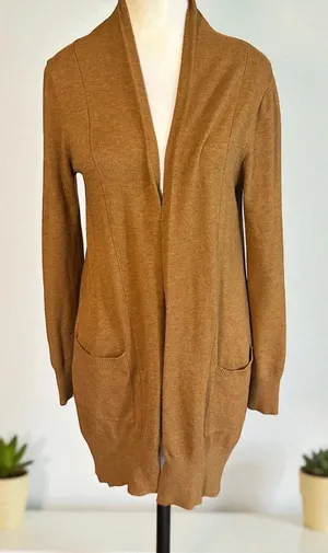 Dreamers Cardigan Sweater Brown M/L‎ Womens Open Front Long Sleeve Knit T1992 thumbnail 1