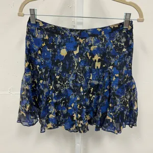 Charlotte Ronson Blue Abstract Floral Silk Mini Skirt Size 2 Summer Lightweight‎ thumbnail 1