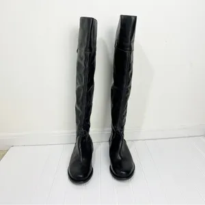 Hinge Over the Knee Leather tall boots In Black Size 7.5 Equestrian Bohemian thumbnail 6