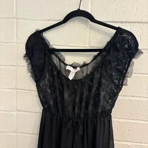 Vintage Oscar de la renta black lace nighty with bow thumbnail 3
