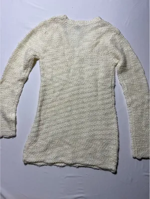 Cozy Cream Cable Knit Sweater - Size L, Wool & Acrylic Blend thumbnail 5