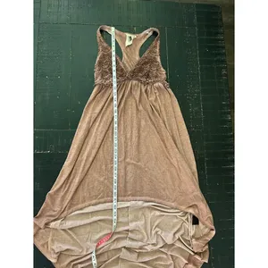 Lace-Trim Racerback Maxi Dress in Dusty Mauve thumbnail 3