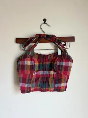 American Eagle Plaid Bustier Halter Crop Top thumbnail 2