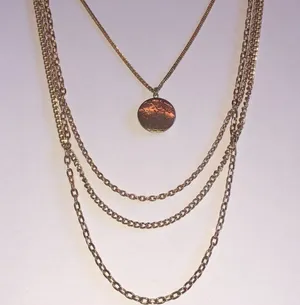 Elegant Vintage Gold Tone Layered Chain With Locket Pendant Necklace thumbnail 1