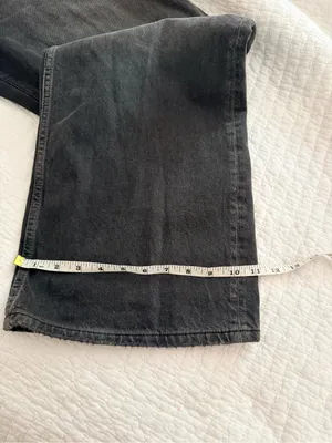 Free People We The Free Tinsley Baggy High Rise Straigjt Leg Jeans Faded Black Slouch Grunge thumbnail 15