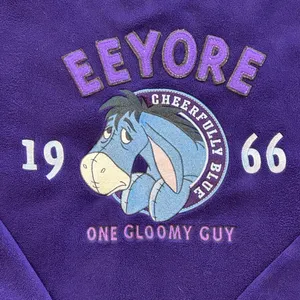 VTG 90s Disney Store Kidcore streetwear emo exclusive Eeyore fleece crewneck LG thumbnail 2