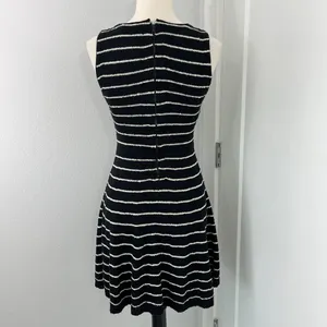 Alice + Olivia Small Black, White Monah Pinstripe Stretch Knit Sleeveless Dress thumbnail 6