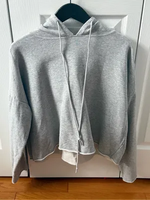Alo Yoga Box Sweat Crop Hoodie in Gray thumbnail 2