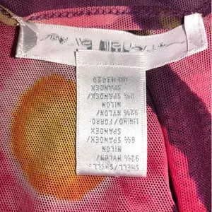 August Silk Mesh Top Size L Abstract Floral Red Purple Y2K Buttons Tank Babydoll Flowy Cool thumbnail 9