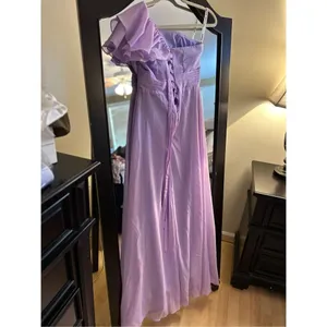 NEW Lilac Formal Dress Gown 1 Shoulder Ruffle Maxi lined 10 thumbnail 2