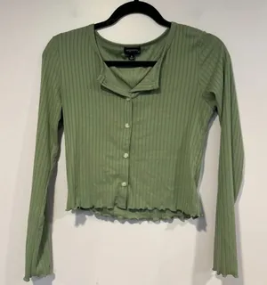 Green ribbed button‎ front shirt thumbnail 1