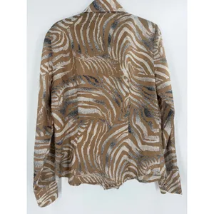 Carlisle Silk Blouse Womens Size 4 S Tan Zebra Print Y2K Safari Quiet Luxury thumbnail 7