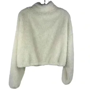 OFFLINE by Aerie Women's Large White Fleece Zip-Up‎ Teddy Jacket Cropped thumbnail 7