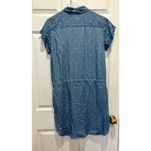 Thread & Supply Blue‎ Tencel Star Print Button Down Shirt Dress Small D4287TCTJ thumbnail 7