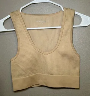 Aerie Offline Recharge Least Support Neutral Ribbed Sports Bra Womens Size Small thumbnail 1